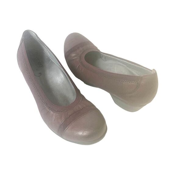 Abeo Biosystem Burgundy Leather Stretch Slip On Low Heel Women 7M Comfort Casual - Picture 1 of 11
